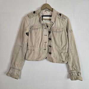 Abercrombie & Fitch Women's Size M Crop Military Tan Button Up Jacket
